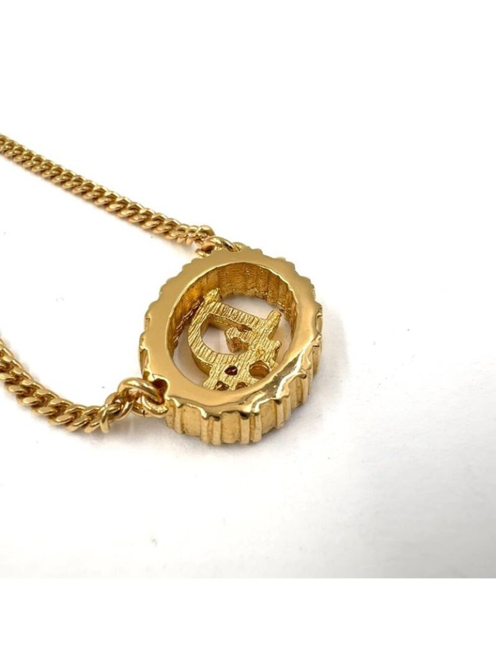 ★SOLD★ Dior Line Stone Logo Gold Necklace - Picture 3 of 9